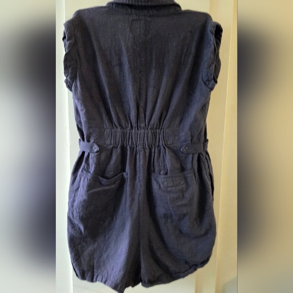 Rip Curl Blue Button-Up Women's Romper Shortsleeve - Picture 5 of 6